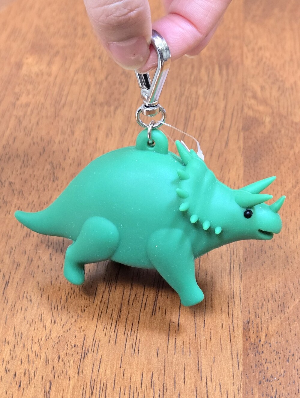 NWT BBW Green Triceratops Pocketbac Holder Keychain + 1 Free Hand Sanitizer